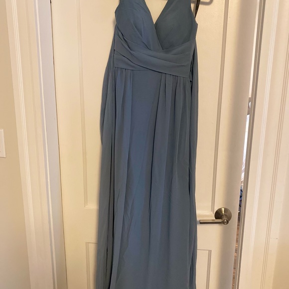 David’s Bridal Dusty Blue Bridesmaid Dress - Picture 2 of 2